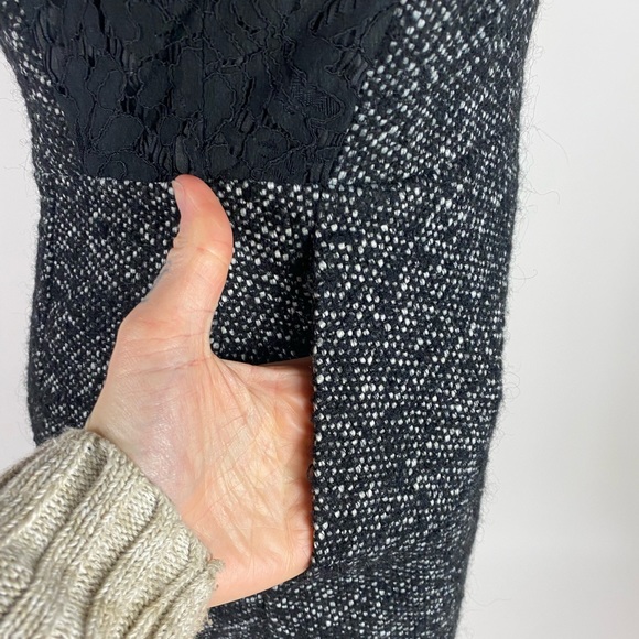 J. CREW Tweed & Lace Cap Sleeve Sheath Dress Black White Womens 2Petite - Picture 6 of 9